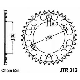 JT JTR312.38 MOTORCYCLE REAR SPROCKET