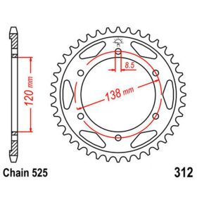 JT 40 Zähne 525 Pitch Stahl Zahnrad für Honda
