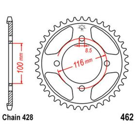 Corona JT 54 denti passo 428 acciaio per Kawasaki