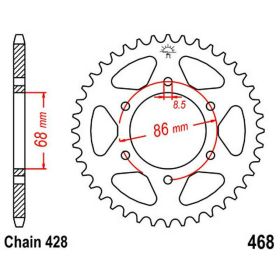Corona JT 36 denti passo 428 acciaio per Kawasaki BN 125 ELIMINATOR