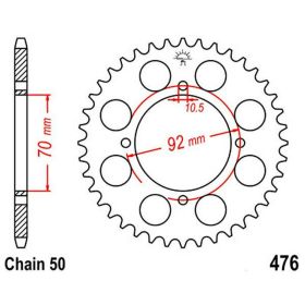 Corona JT 40 denti passo 530 acciaio JTR476.40 per Kawasaki