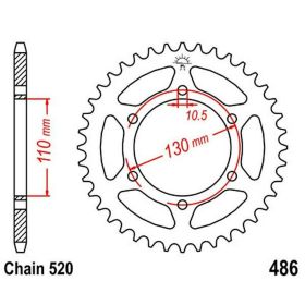 JT Sprocket 47 Zähne Teilung 520 Schwarzstahl JTR486.47