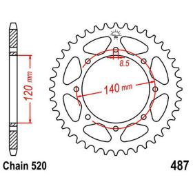 JT 44-Tooth Steel Sprocket Pitch 520 for Kawasaki