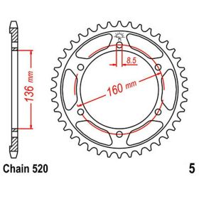 JT Sprocket 45 Teeth Pitch 520 Steel JTR5.45