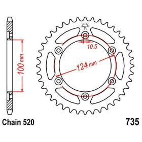 JT Crown 44 Teeth Pitch 520 Steel JTR735.44