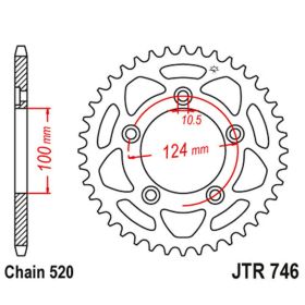 Corona JT 44 denti passo 520 nera acciaio per Ducati