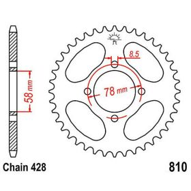 JT Sprocket 37 Zähne 428 Teilung Silberstahl JTR810.37
