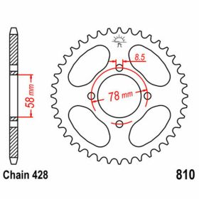 JT Crown 46 Teeth Pitch 428 Black Steel JTR810.46