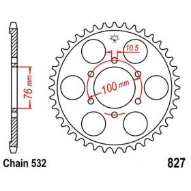 Corona JT 52 denti passo 532 argento acciaio per Suzuki
