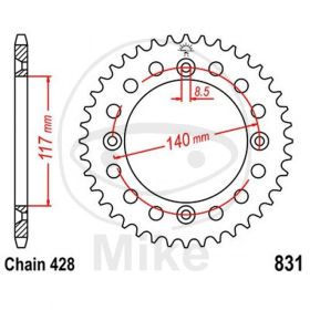 REAR SPROCKET 46 TOOTH 428 SILVER 727.00.47