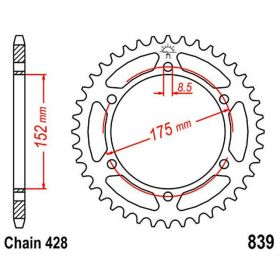 JT Crown 55 Zähne Teilung 428 Schwarzstahl JTR839.55 für Yamaha