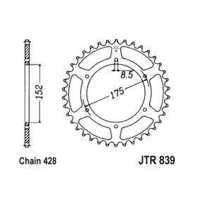 JT JTR839.57 MOTORCYCLE REAR SPROCKET