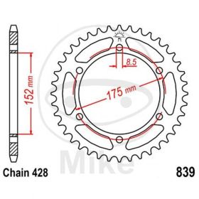 REAR SPROCKET Z57 428 SILVER D.INT. 152 727.57.46