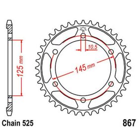 JT Crown 44 Teeth Pitch 525 Steel for Yamaha TDM