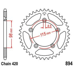 JT Crown 50 Teeth Pitch 420 Black Steel JTR894.50