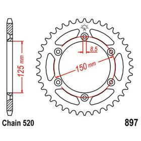JT 53 Tooth Sprocket Pitch 520 Steel JTR897.53