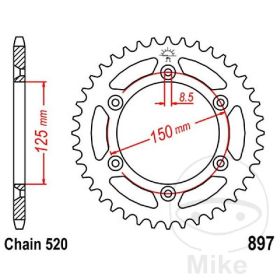 Motorrad hinter kettenrad JT JTR897.41