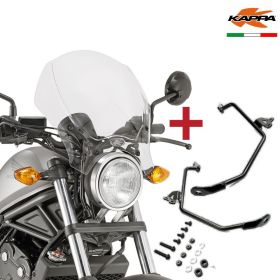 KAPPA KOMPLETTES KIT VON KLEMMEN AL1160AK + WINDSCHUTZ 140AK FUR HONDA REBEL 500