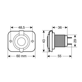 Double USB Socket Lampa Ext-8 Recessed Mount 12/24V
