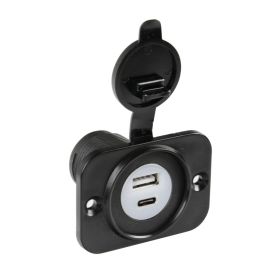 Double socket Lampa Ext-12 USB A + USB C flush mount installation 12/24V