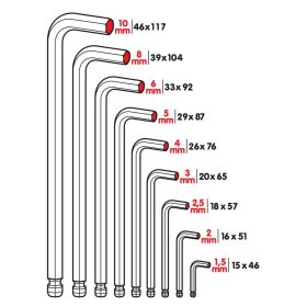 Lampa Satz von 9 männlichen Innensechskantschlüsseln