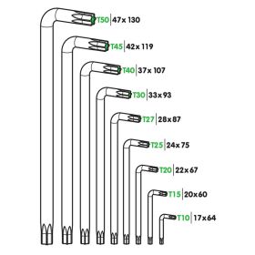 Lampa Set mit 9 Torx-Schlüsseln aus Chrom-Vanadium-Stahl mit Nickel-Finish