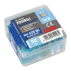 CONFEZIONE 50 FUSIBILI LAMELLARI, 12/32V - 15A