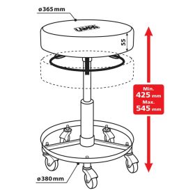 Lampa runder Werkstatt-Hocker mit Werkzeugablage