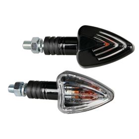 Lampa Focal 21W Schwarze Motorradblinker mit weißer Linse und orangem Licht