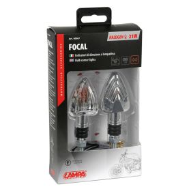 Lampa Motorradblinker Focal 21W Chrom Weißes Objektiv Oranges Licht