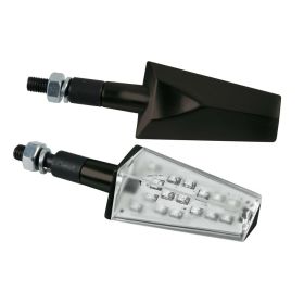 Lampa Duke Motorrad-Blinker 12V LED Schwarz mit weißem Glas orangenes Licht