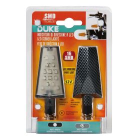 Lampa Duke 12V LED Motorrad-Blinker Carbon Weißes Glas Orange Licht