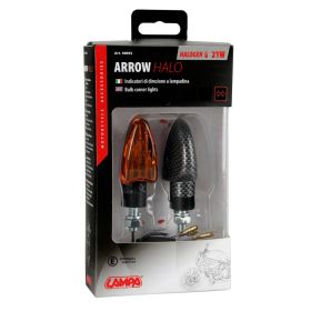 Lampa Motorrad Arrow Halo 21W Carbon Blinker mit orangefarbenen Gläsern