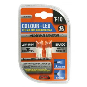 12V COLOUR-LED WIDE, LAMPADA LED - (T10) - W2.1X9.5D - 2 PZ- D/BLISTER - BIANCO - DOPPIA POLARITà