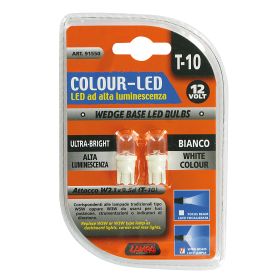 12V COLOUR-LED WIDE, LAMP LED - (T10) - W2.1X9.5D - 2 PCS- D/BLISTER - WHITE