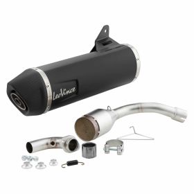 Marmitta LEOVINCE Racing in acciaio inox nera con cappuccio in carbonio