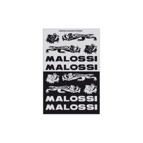 Cartella di mini adesivi Malossi nero e argento dimensioni 11,5x16,8 cm