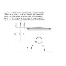 Piston Malossi 2T D 63 axe 15 2 segments rectangulaires sélection A