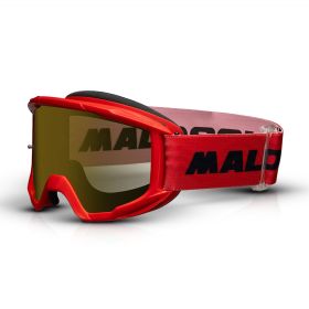 Maschera motocross Malossi rossa con lente specchiata