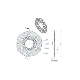 Motoforce Wave-Hinterradbremscheibe D.180mm D21 für PEUGEOT SPEEDFIGHT
