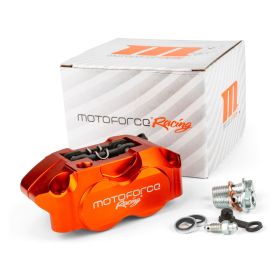 Front or Rear 4-Piston Radial Brake Caliper Motoforce Racing Orange
