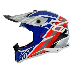 Motocross-Helm MT Helmets Falcon Thr A7 Weiß Blau Rot Glänzend