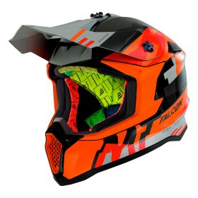 Casque de Motocross MT Helmets Falcon Arya A3 Orange Gris Mat