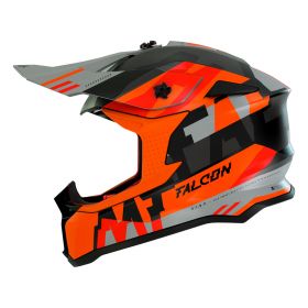 Motocross-Helm MT Helmets Falcon Arya A3 Orange Grau Matt
