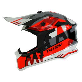 Motocross-Helm MT Helmets Falcon Arya A5 Rot Grau Glänzend
