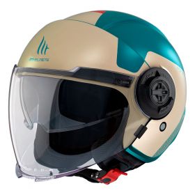 Casco Jet MT Helmets Viale SV S Beta E7 Beige Blu Opaco