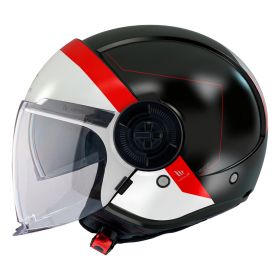 Casco Jet MT Helmets Viale SV S 68 Units A5 Bianco Rosso Nero Opaco