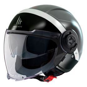 Casco Jet MT Helmets Viale SV S 68 Units D2 Nero Bianco Grigio Opaco