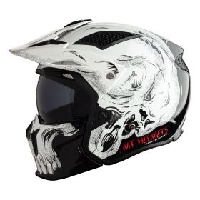 Modular Helm MT Helmets Streetfighter SV S Darkness A1 Schwarz Weiß Glänzend