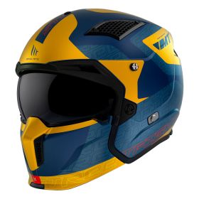 Casco Modulare MT Helmets Streetfighter SV S Totem C3 Blu Giallo Opaco